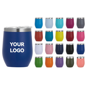 Taza de Acero Inoxidable de Doble Pared con Forma de Huevo de 12 oz, Personalizada con Logotipo, Vaso Térmico Aislado con Tapa para Oficina - Product Image 1