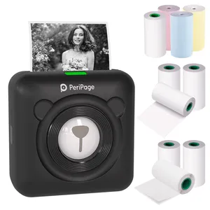 Imprimante photo portable miniature <span class=keywords><strong>Peripage</strong></span> <span class=keywords><strong>A6</strong></span> HD 304 DPI noir et blanc 2 pouces, imprimante thermique de poche pour étiquettes et notes, papiers d'impression - Product Image 2