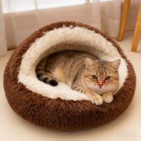 Lits pour animaux de compagnie en velours semi-fermés, modernes et élégants, chauffants, pour l'hiver, lits de luxe pour animaux de compagnie, lit pour animaux de compagnie sur mesure