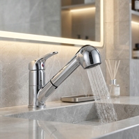 Robinet de salle de bain moderne en chrome, mitigeur de lavabo à poignée unique en laiton massif, à poser sur le comptoir, vente en gros