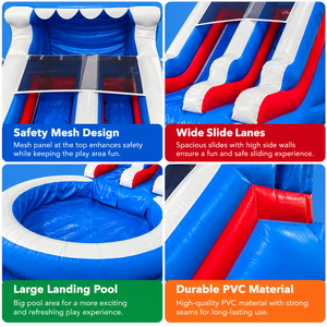 Scivolo d'Acqua Gonfiabile Commerciale Ceyu con Doppia Corsia Rossa, Finestra di Sicurezza e Piscina Rotonda per Noleggio Estivo - Product Image 4