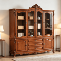 Vitrine de Luxe Antique en Bois Massif, Bibliothèque, Cave à Vin, Grand Rangement pour Maison, Villa, Hôtel – Fournisseur d'Usine OEM ODM Personnalisé