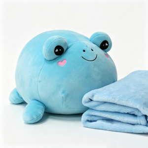 Peluche grenouille bleue personnalisée, adorable jouet grenouille rembourré en coton PP, ensemble de couverture d'Halloween pour bébés de 0 à 24 mois - Product Image 5