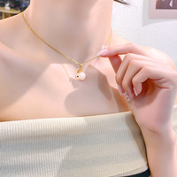 Collier en or 14 carats anti-ternissement Resoul, style coréen mignon, avec jade et opale blanche, chaîne minimaliste pour filles, bijou porte-bonheur