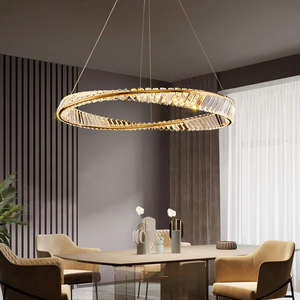 Araña creativa de alta calidad, anillo de un solo círculo de lujo moderno, luz colgante de cristal LED redonda - Product Image 4