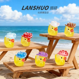 Miniature 3D <b>Duck</b> Ornaments With Colorful Hats Plastic Resin DIY Jewelry Accessories Glow In Dark Pet Decorations - Product Image 4
