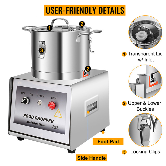 Commercial Bowl Cutter Food Chopper Machine Stainless Steel Meat Vegetable Processor 7L 10L 15L for Restaurant Use
