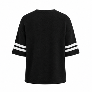 Pull en jersey tricoté rayé 100 % coton personnalisé pour homme, col en V oversize, streetwear, pour les jours de match, hiver - Product Image 4