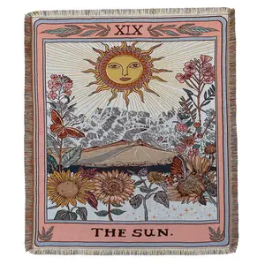 MU Woven Blanket Tapestry Custom Design And Logo 100% Cotton Outdoor Picnic Throw Jacquard Tapestry Blanket