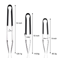 Ensemble de pinces de cuisine 3 pièces en acier inoxydable avec embouts en silicone, antiadhésives, élégantes, robustes, pour barbecue, écologiques et résistantes à la chaleur