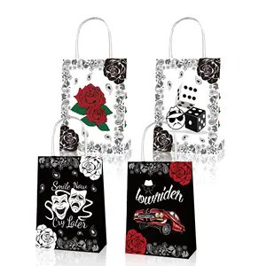 BD154 Cholo Lowrider Favors Candy Bag with Handles Kraft Paper Tote Hand Bag for Early 2000s Old School Party