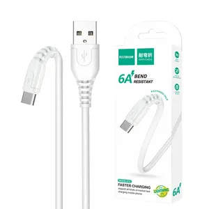 Kabel pengisi daya usb Tipe c pengisian cepat, kabel kawat listrik X15 1m 6a