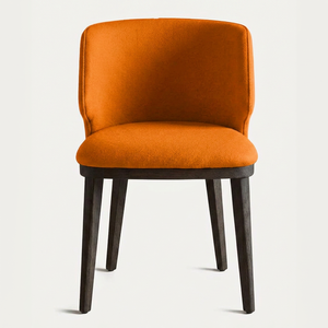 Silla de Comedor Moderna Tapizada en Naranja con Patas de Madera, Silla de Diseño con Tela de Terciopelo Cómoda para Comedor, Restaurante y Hogar - Product Image 2