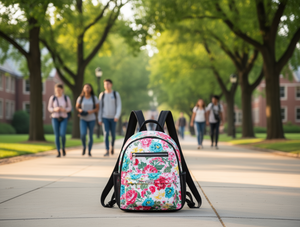 Zaino con motivo floreale da donna, media capacità 10-25 litri, tracolla, per tutte le stagioni, materiale in poliestere - Product Image 2