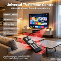 Control Remoto Inalámbrico IR de 31 Teclas para Smart TV LCD, Android TV Box, Carcasa Personalizada OEM ODM, Suministro de Fábrica