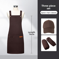 Ensemble trois pièces personnalisé : tablier, protège-manchettes et chapeau pour chef de cuisine, serveur, serveuse, barman, uniforme de travail pour restaurant et bar