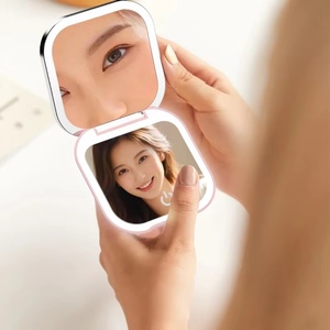 Miroir de maquillage LED pliable en gros avec éclairage tricolore, miroir de maquillage éclairé HD pratique - Product Image 2
