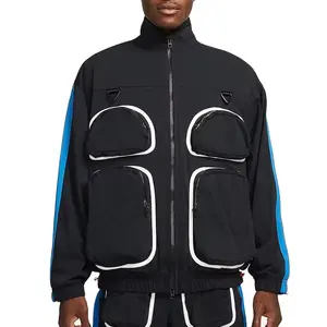 OEM High Quality 100% Nylon Waterproof Zipper Up Jacket Multi Pockets Men's Streetwear Windbreaker For Men