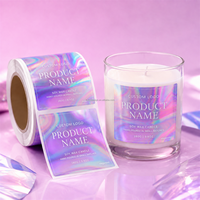 Étiquettes holographiques pour boîtes de bougies, logo personnalisé, impression imperméable en gros pour pots de bougies en verre