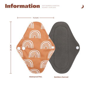Nouveau 2024 Ensemble de 6 Pièces de Serviettes Hygiéniques Lavables en Charbon de Bambou à Impression Numérique Occidentale, pour Soins Post-partum et <span class=keywords><strong>Allaitement</strong></span> Maternité - Product Image 4