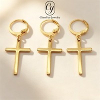 Boucles d'oreilles croix en acier inoxydable personnalisées, tendance, pour étudiants, hommes, femmes, couples, accessoires de bijoux, vente en gros