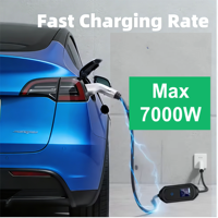 Chargeur EV portable intelligent 7KW 32A IP65 étanche, écran LCD 2,8 pouces, contrôle par application, câble de 5 m, utilisation extérieure et domestique, neuf, garantie 18 mois
