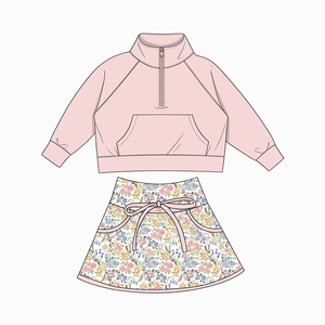Fournisseur de fabrication capable : Ensembles de vêtements respirants pour <span class=keywords><strong>enfants</strong></span> (jupes et survêtements), ensembles de vêtements zippés pour filles - Product Image 2