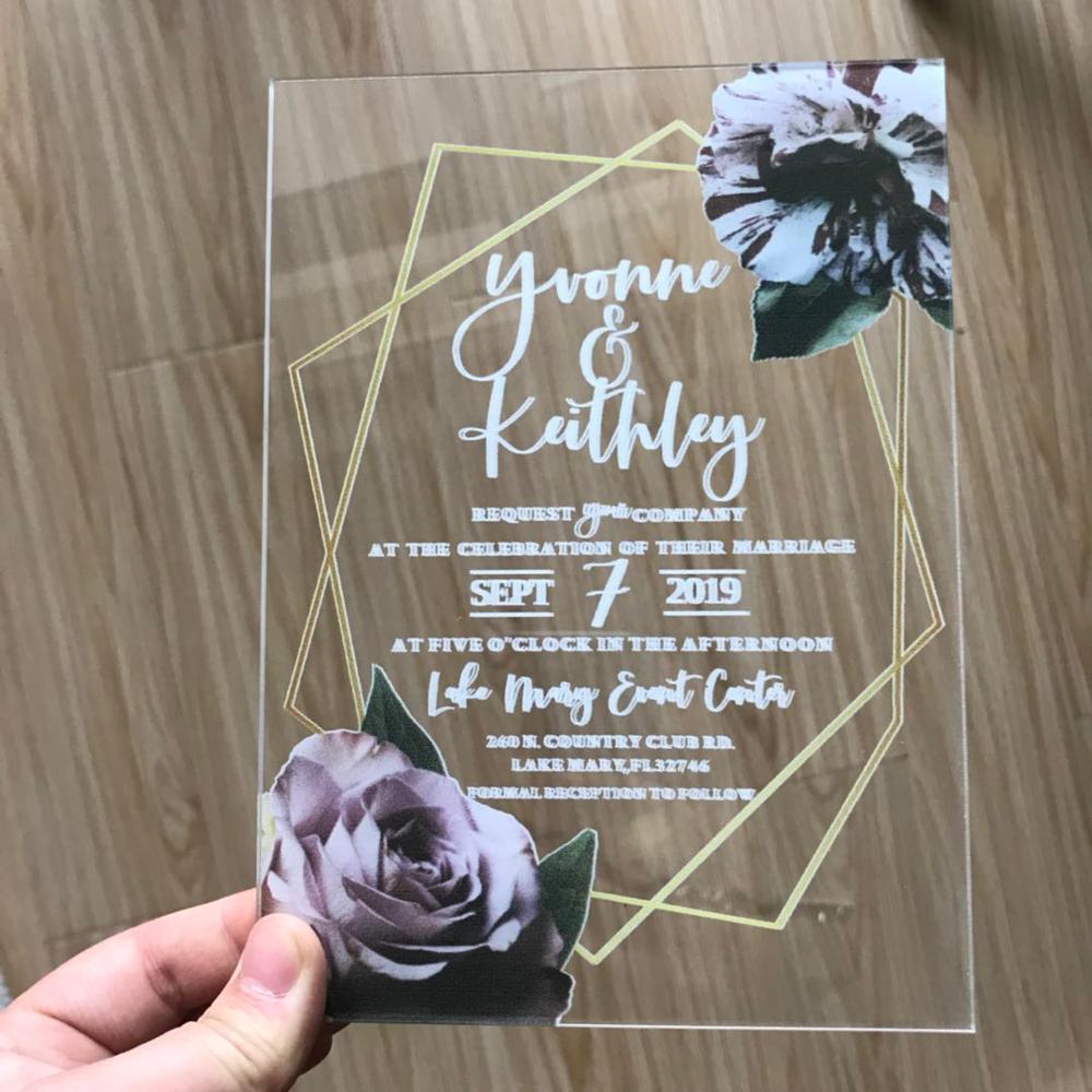 Прозрачная сувенирная акриловая Свадебная пригласительная открытка