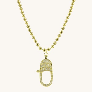 Fashion Necklace Wholesale Zirconia <strong>Lobster</strong> Clasp Bucket Chain Lasso Diy Pendant Ladies <strong>Jewelry</strong> Gold-Plated <strong>Lobster</strong> Necklace - Product Image 1
