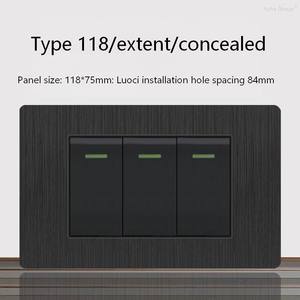 Panel de PC negro cepillado, 2 juegos de luces indicadoras LED rectas unidireccionales, interruptor de encendido/apagado de 16A, interruptor universal para pared de escalera. - Product Image 5