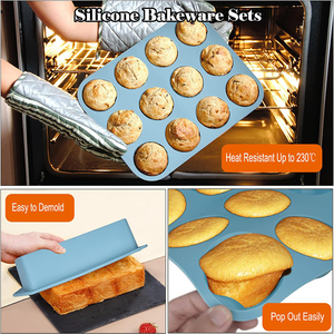 Cấp thực phẩm <span class=keywords><strong>Silicone</strong></span> Baking Set trang bị đầy đủ công cụ nướng bánh <span class=keywords><strong>cookie</strong></span> bánh khuôn Khay cho muffin và bánh công cụ - Product Image 3