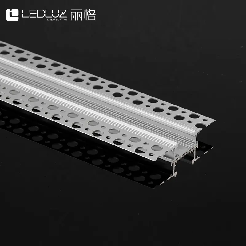 Perfil empotrado LED con difusor flexible negro para perfil Led de aluminio de yeso de pared seca