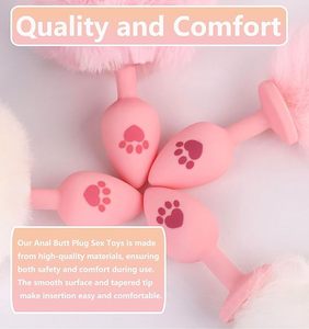 Plug Anale Piccolo in Silicone Rosa con Pelo Artificiale e Coda di Coniglio, Trainer Anale per Uso Sessuale, Stimolazione per Adulti - Product Image 3