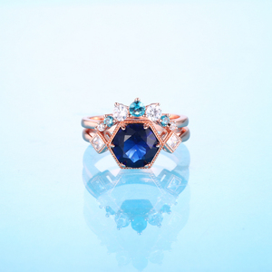 Bijoux fantaisie Couronne <span class=keywords><strong>saphir</strong></span> personnalisée Bague zircon or rose laiton pour femme - Product Image 5