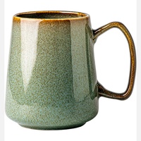 Tasse rétro à effet de four, grande capacité, style américain, en céramique, compatible micro-ondes, motif dégradé, tasse à eau et petit-déjeuner avec couvercle et cuillère, 700 ml