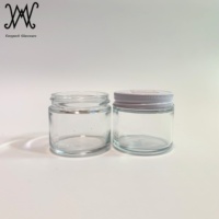2oz 60ml Straight Sided Glass Jam Jelly Jar with White Metal Lid and Plastisol Coated Lining