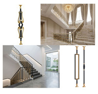 Vente en gros de balustres d'escalier en cristal doré Mg-Aluminium de luxe, style moderne européen, pour villa, escalier intérieur décoratif, livraison rapide
