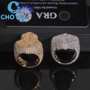 Iced Out Lab Diamond <b>Cross</b> <b>Ring</b> Solid Sterling <b>Silver</b> 925 Gold Plated <b>Cross</b> Lad Grown Diamond <b>Ring</b> Hip Hop Jewelry - Product Image 5