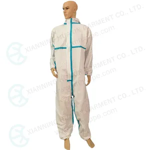 TYPE 4/5/6 exquisite sewing impermeability microporous coverall with taped seam