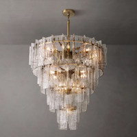 Lustre suspendu de luxe personnalisé en or massif pour salon, grand modèle moderne en verre et cristal, plafonnier LED à 20 bras en acier