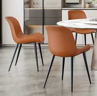 Chaise de salle à manger rembourrée moderne, chaise d'appoint à dossier haut, siège en cuir, pieds en métal pour café, hôtel, cuisine