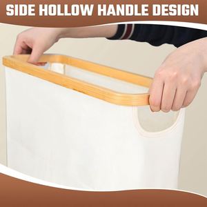 Panier de rangement pour papier toilette de salle de bain avec couvercle, organiseur de papier toilette fin et étroit, bac de rangement pliable en bambou - Product Image 5