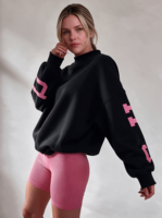 Sweat-shirt oversize pour femme à col montant, coupe décontractée, imprimé 3D en relief, en molleton de coton, pull décontracté