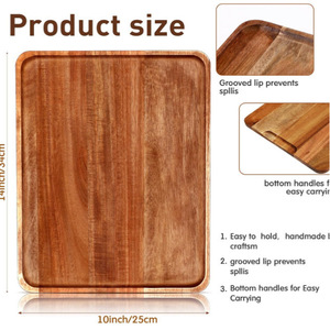 Bandeja rectangular de madera color marrón oscuro hecha a mano para uso en el hogar, para café, té y postres. - Product Image 5