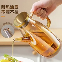 Bouteille à huile en verre borosilicate transparent épaissi avec bec verseur, récipient de stockage domestique pour assaisonnements