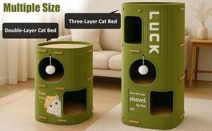 Akoestisch geluidsabsorberende, afgesloten kattenhuis, binnen, groen, kattenklimrek, nest, kattenbed - Product Image 2