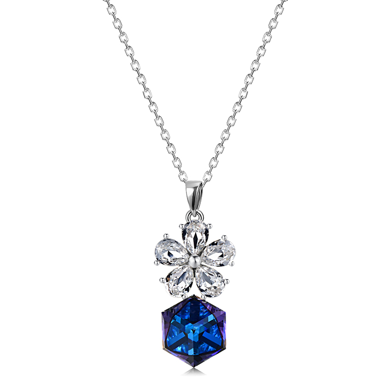 Brass with 18k White Gold Plated-Blue