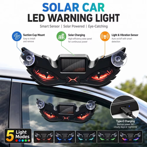 Feu de signalisation LED solaire pour voiture, lampe d'avertissement dynamique, signal d'urgence pour vitre arrière avec ventouse - Product Image 1