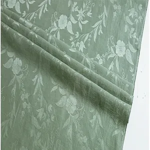 China Wholesale Soft Silk Linen Jacquard Satin Fabric 33m/m Heavy Silk Green for Garment Clothing Women