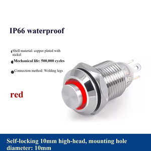10mm IP65 1NO Home Appliance Push Button <b>Switch</b> <b>12V</b> 24V DC 110V 220V AC High head with <b>light</b> - Product Image 5